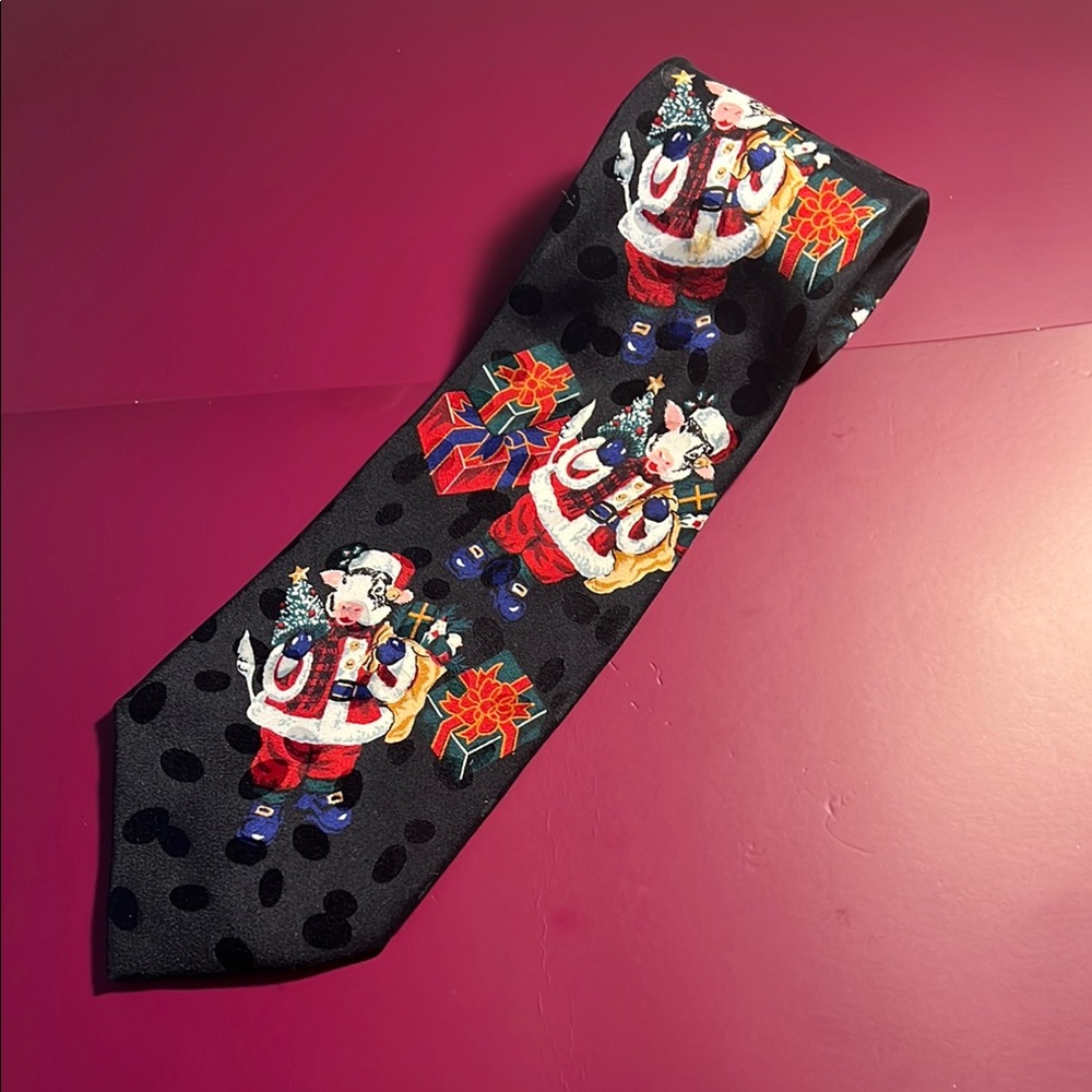 Addiction Festive Black Cow Santa Tie